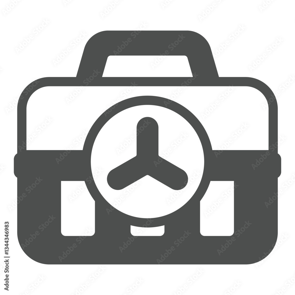 Briefcase with medication solid icon, clinical research concept. Vector graphics. Medical test container box sign on white background, glyph style icon for mobile or web design. Briefcase with medication solid icon, clinical research concept. Vector graphics. Medical test container box sign on white background, glyph style icon for mobile or web design.