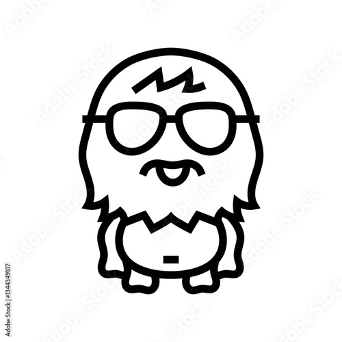 glasses cute monster line icon vector illustration