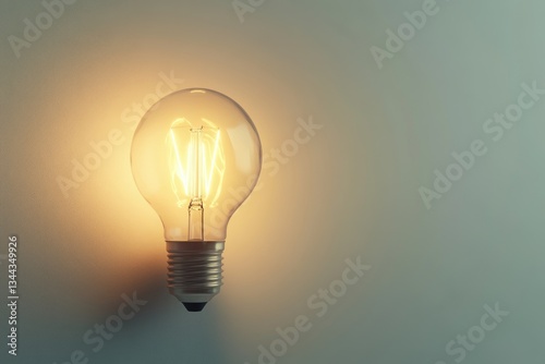 A glowing incandescent light bulb, illuminating ideas and innovation against a muted background.