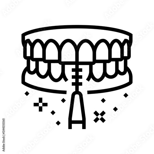 using interdental brushes line icon vector illustration