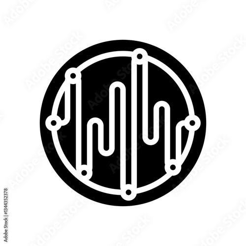 voice command wave deep learning glyph icon vector illustration