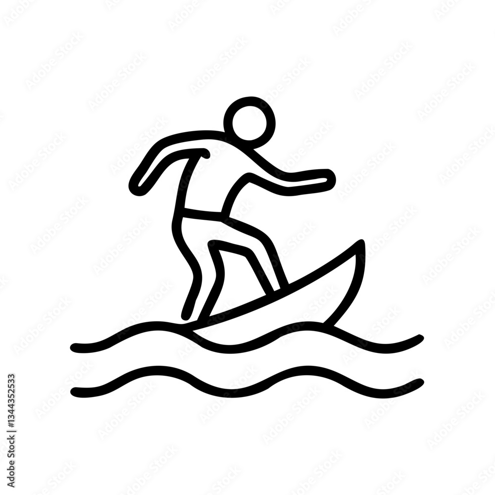 Surfer rides waves under bright sunlight at the beach in summer Surfer rides waves under bright sunlight at the beach in summer