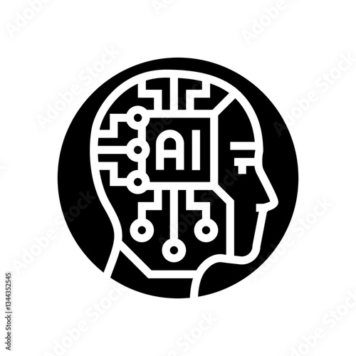 ai head profile deep learning glyph icon vector illustration