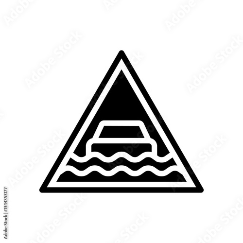 heavy rain flooding car driving obstacles glyph icon vector illustration