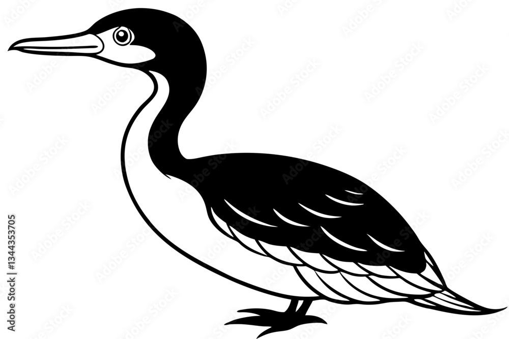 Fototapeta premium cormorant line art silhouette vector illustration