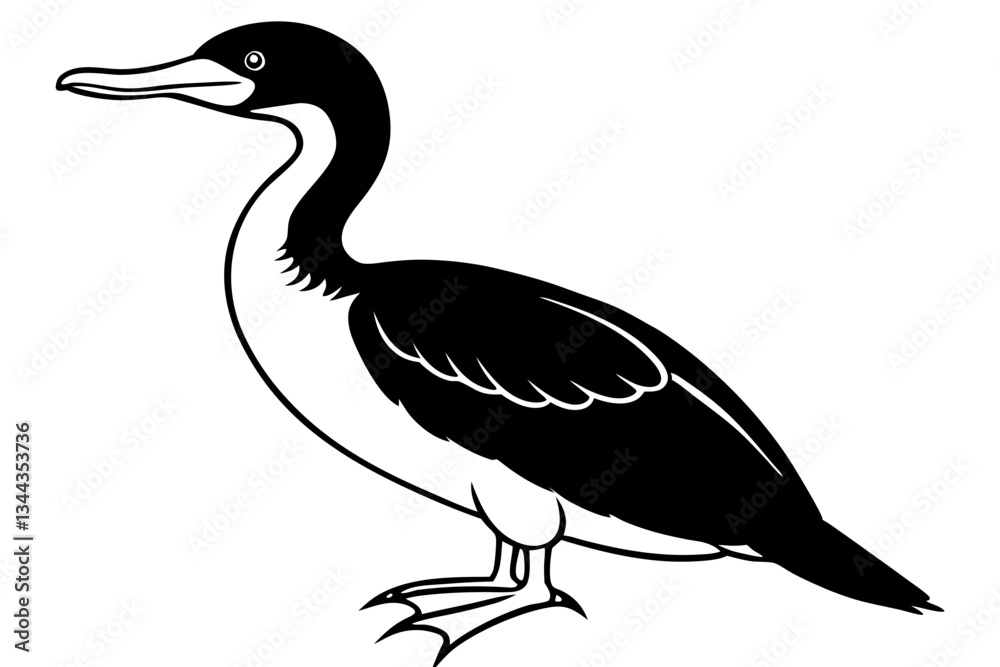 Fototapeta premium cormorant line art silhouette vector illustration