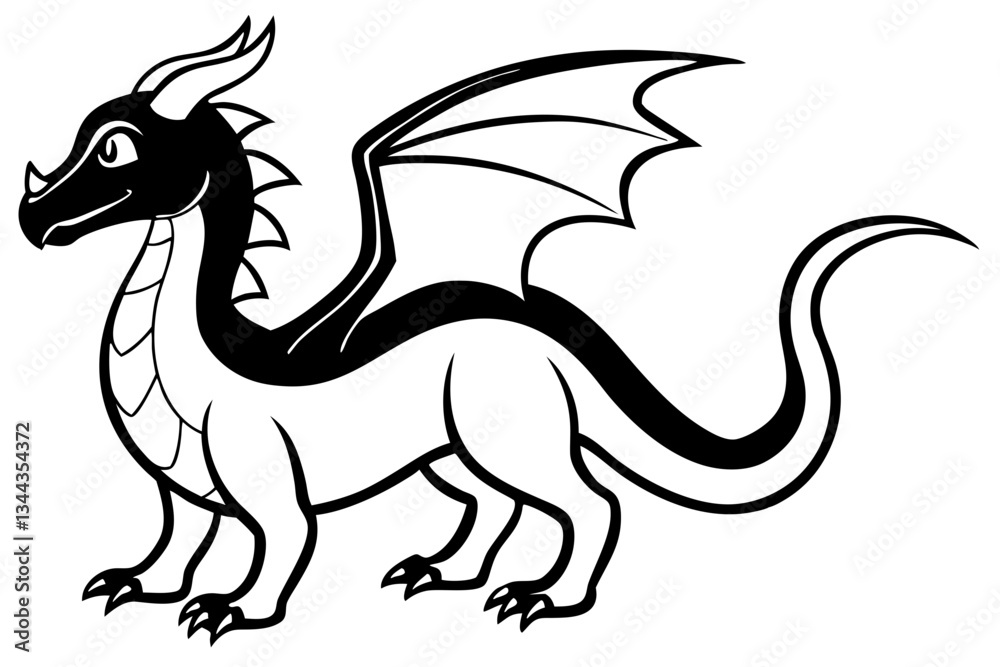 Fototapeta premium drache line art silhouette vector illustration