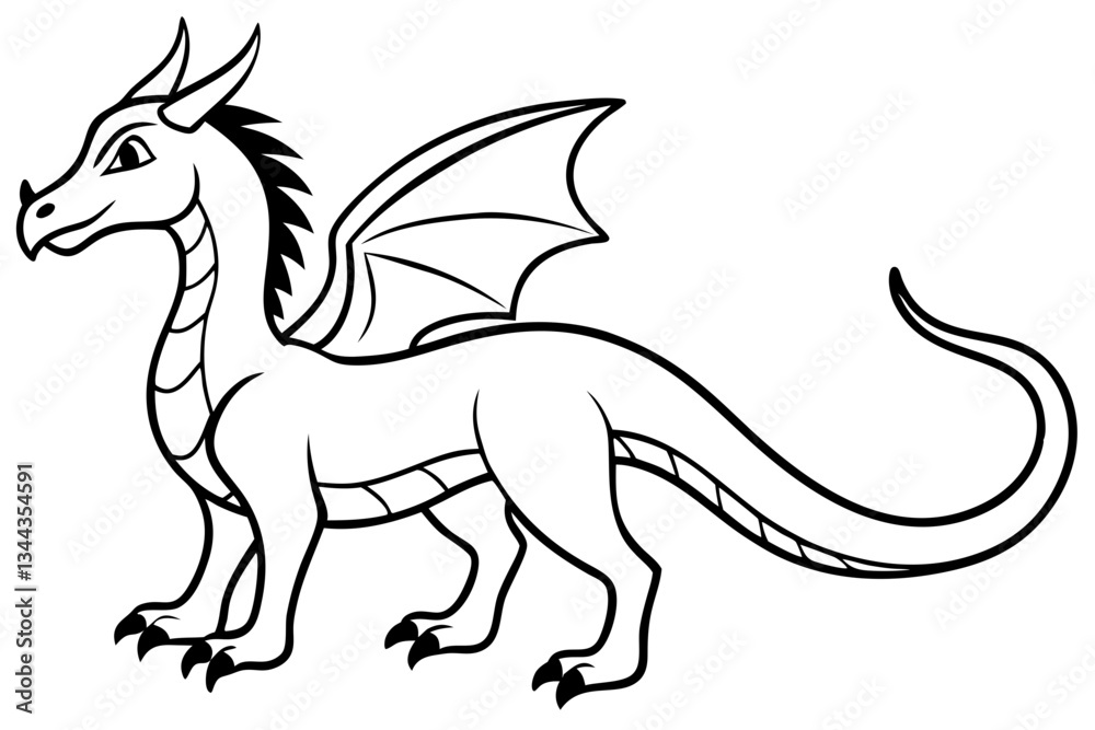 Fototapeta premium drache line art silhouette vector illustration