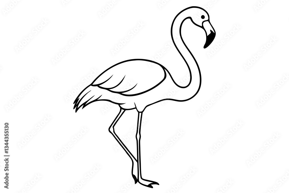 Obraz premium flamingo line art silhouette vector illustration