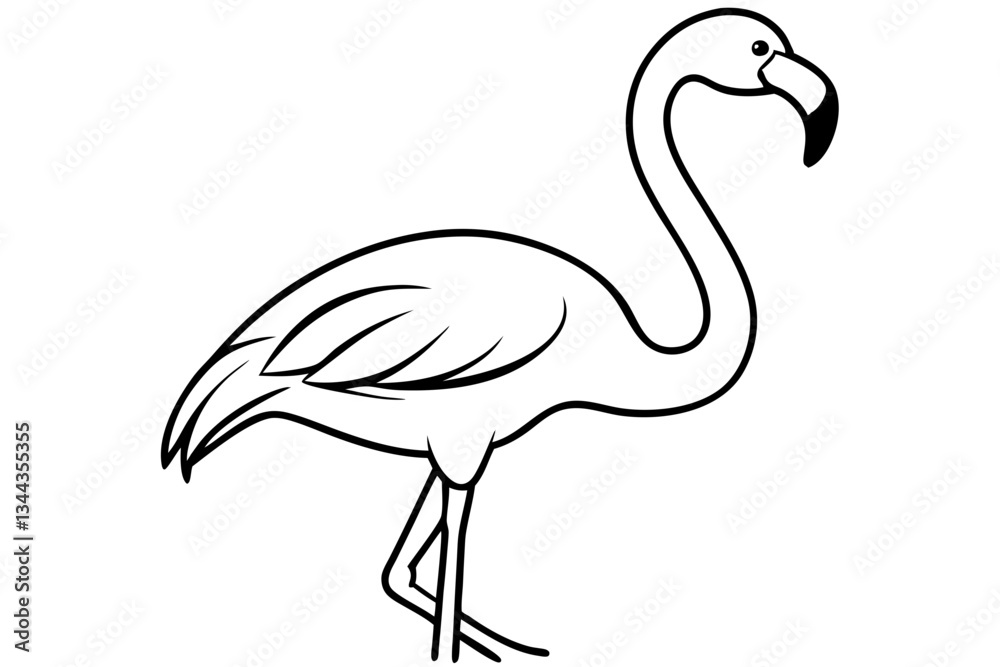 Obraz premium flamingo line art silhouette vector illustration