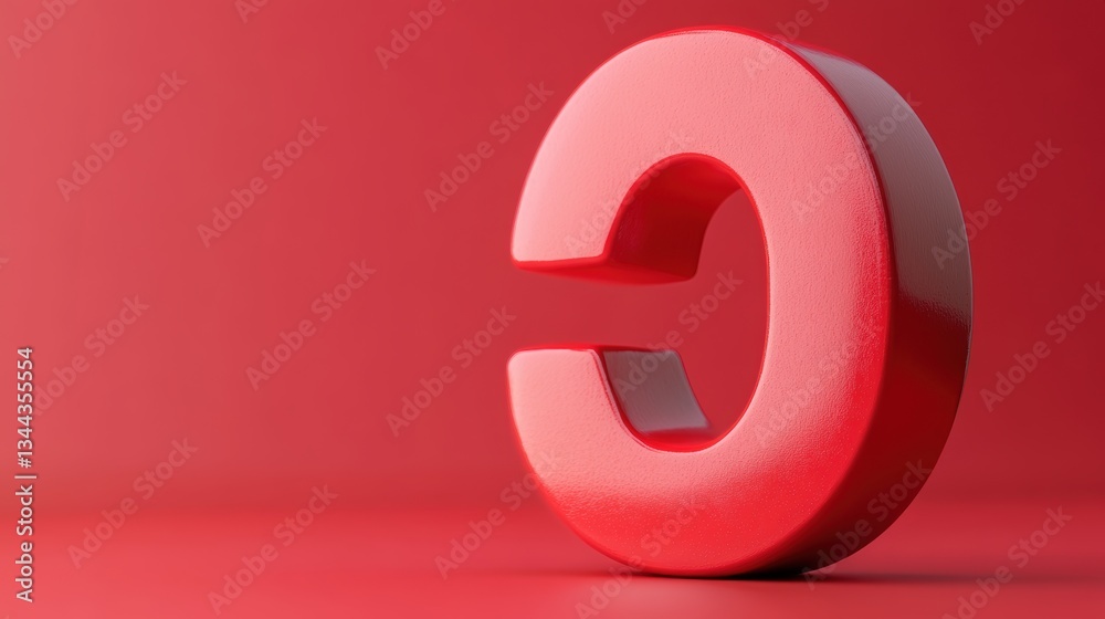 Close-Up of a Curved, Smooth Red 3D Object Against a Matching Red Background Highlighting Its Glossy Surface and Abstract Shape Close-Up of a Curved, Smooth Red 3D Object Against a Matching Red Background Highlighting Its Glossy Surface and Abstract Shape