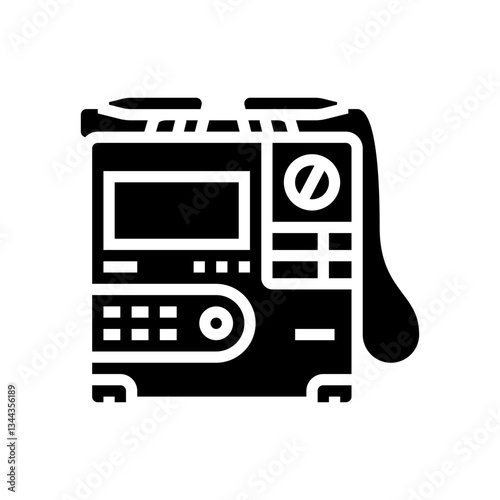 defibrillator cardiology accessories glyph icon vector illustration