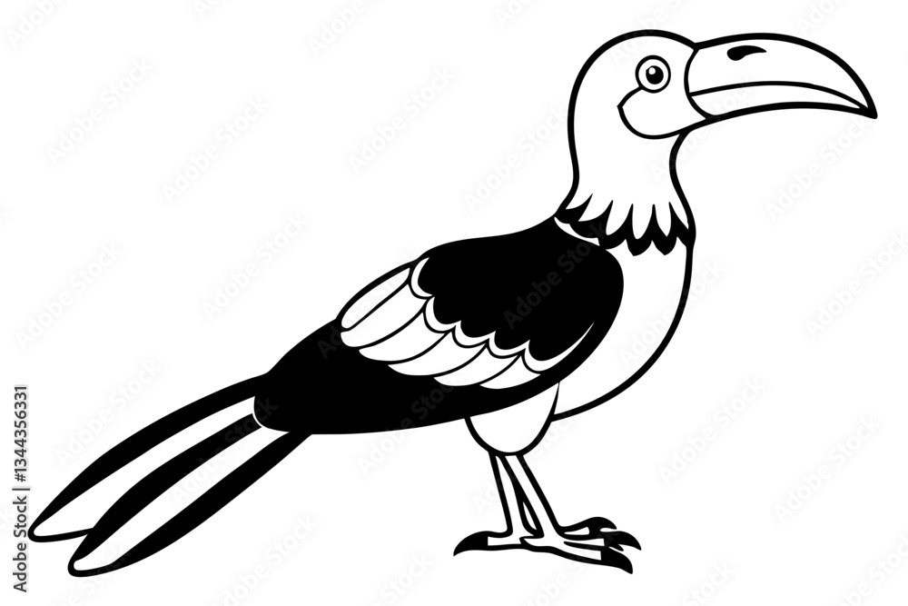 Fototapeta premium hornbill line art silhouette vector illustration