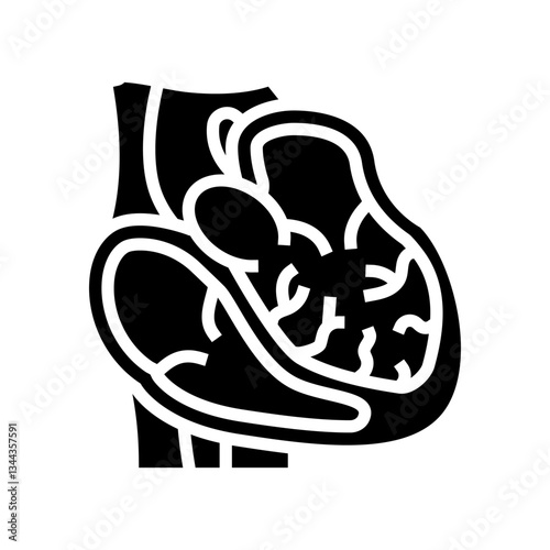 dilated cardiomyopathy cardiology disease glyph icon vector illustration