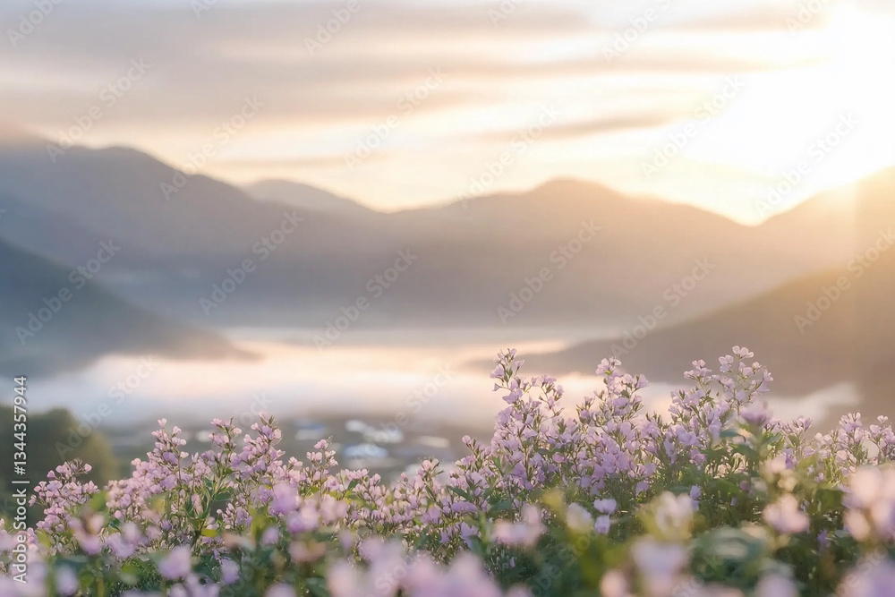 Obraz premium Wildflowers bloom in golden light