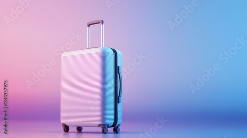 A white suitcase with a blue background