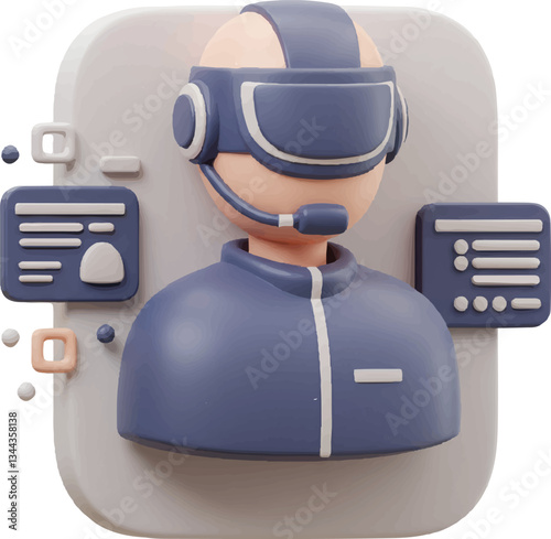 vector 3D Metaverse Avatar VR Headset Tech Support Virtual Reality