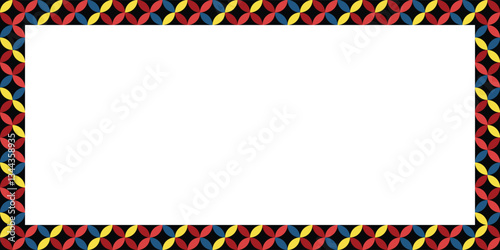 A unique and artistic geometric border featuring colorful circular segments, ideal for creative and modern design elements or as a decorative template background.