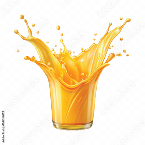 abstract 3d splash of orange or mango juice  in crown style isolated on white background