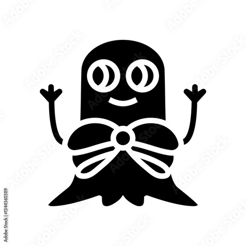 bowtie cute monster glyph icon vector illustration