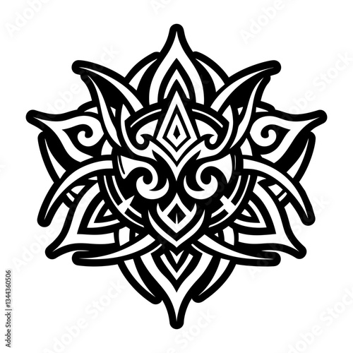 A solid style icon of indian tattoo