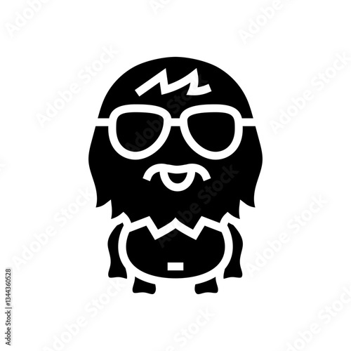 glasses cute monster glyph icon vector illustration