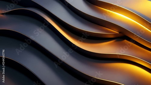Abstract metallic waves with golden highlights