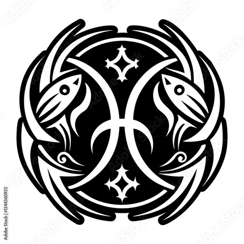 A filled style icon of pisces tattoo