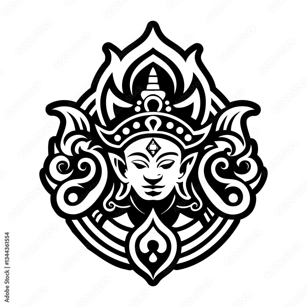 Obraz premium A glyph style icon of trimurti god symbol