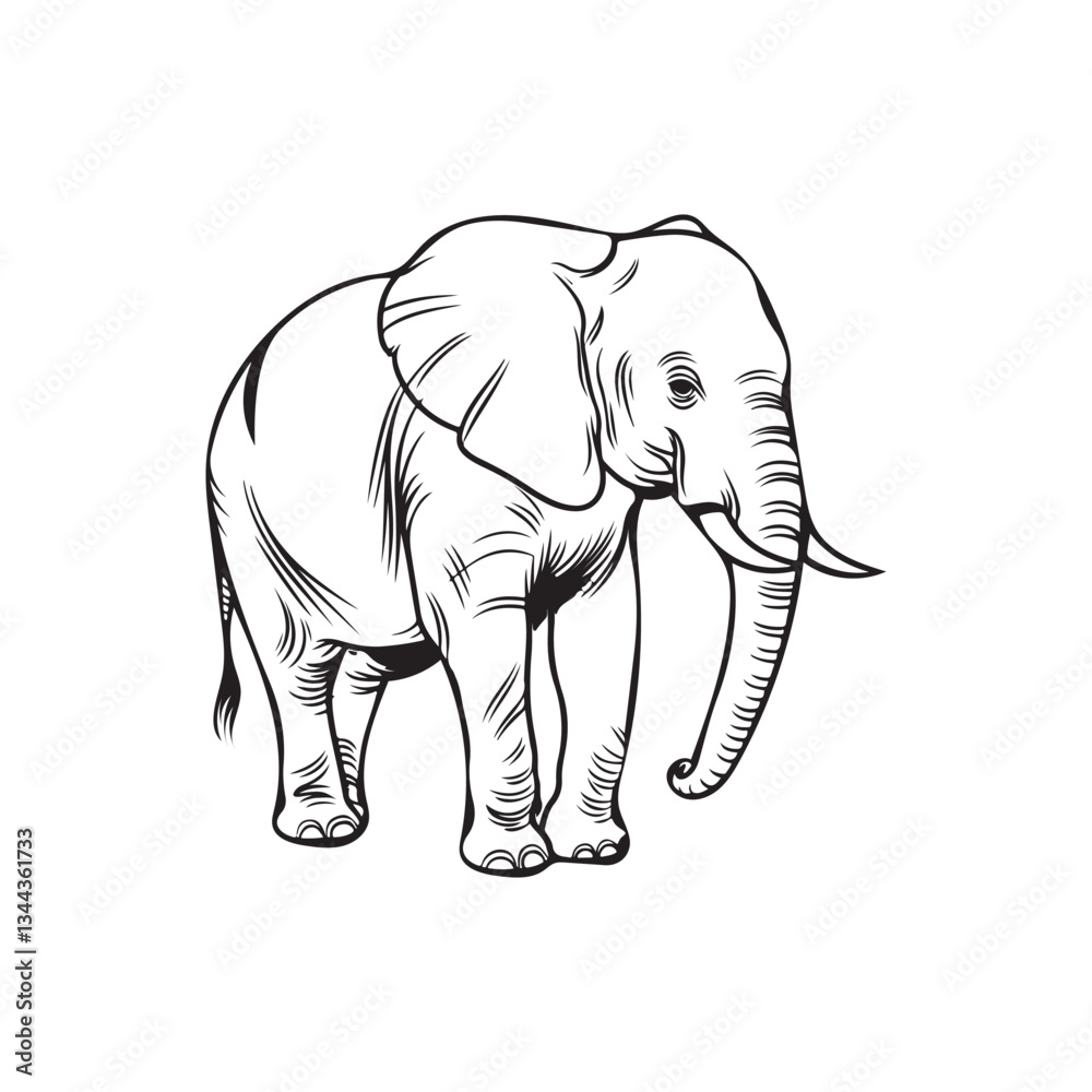 Obraz premium Big Elephant vector coloring page