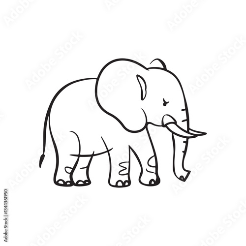 Baby Elephant vector coloring page