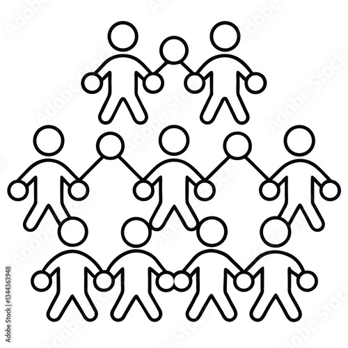 Happy family icon shows a silhouette of a mother, father, son, and child, a vector symbol of love and family teamwork