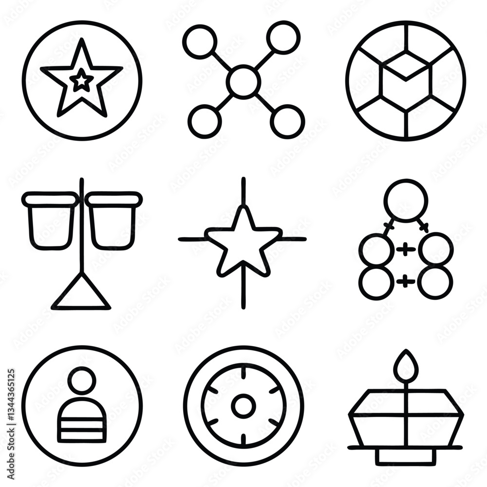 Black silhouette vector science icons set illustration design