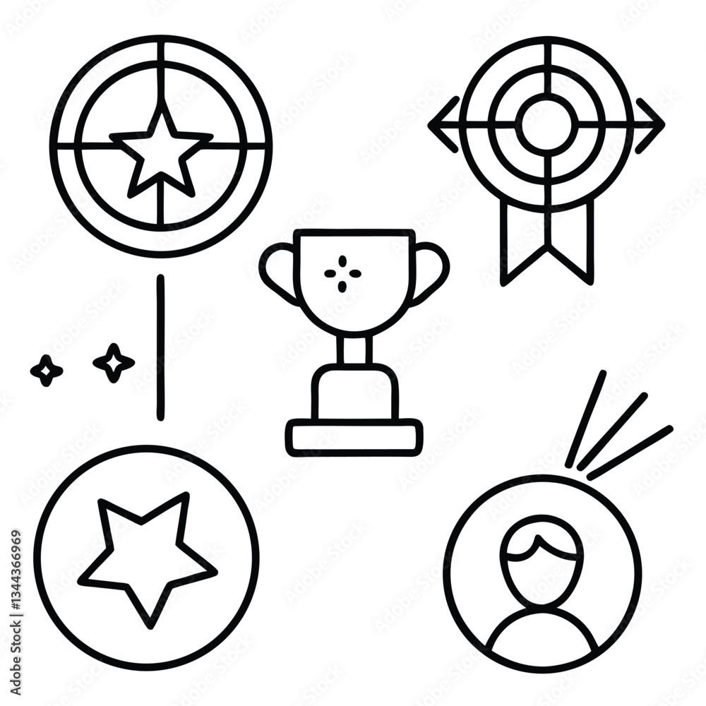 Black vector set design, time and target icons