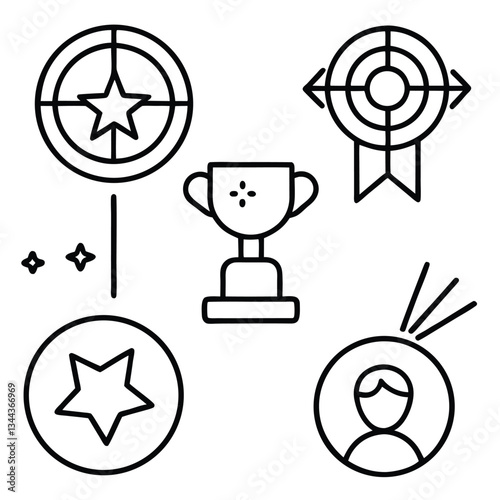 Obraz na płótnie Black vector set design, time and target icons w salonie