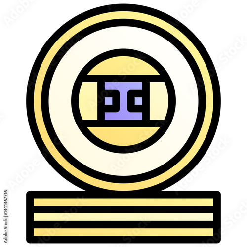 Coins. Editable vector icon, coloured with outlined stroke.