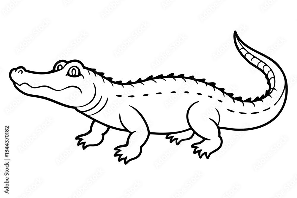 Fototapeta premium alligator line art silhouette vector illustration