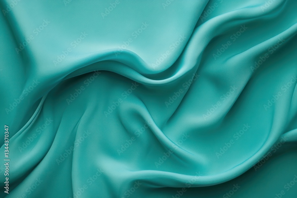 Teal Silk Drape: Abstract Texture and Smooth Fabric