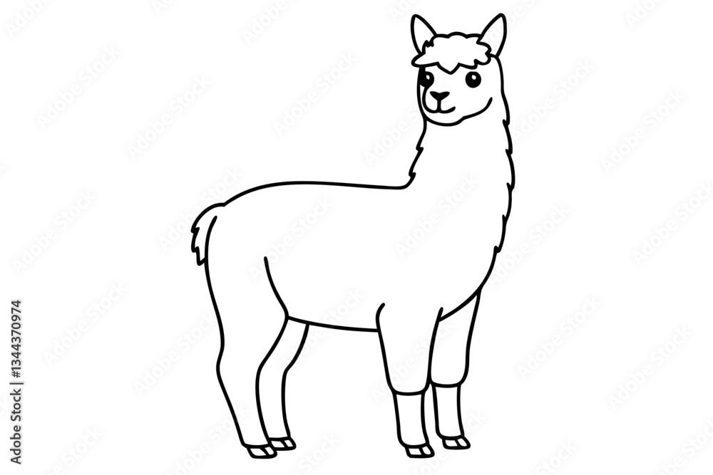 Obraz premium alpaca line art silhouette vector illustration