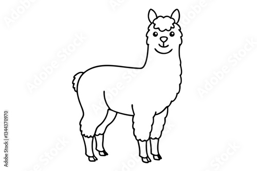 alpaca line art silhouette vector illustration