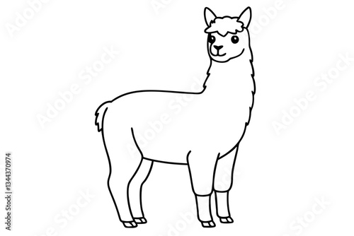alpaca line art silhouette vector illustration