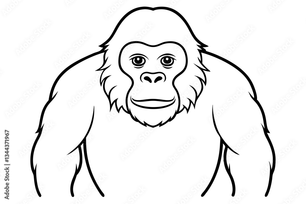 Obraz premium ape line art silhouette vector illustration
