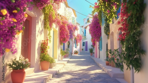 Sunny Mediterranean Floral Street