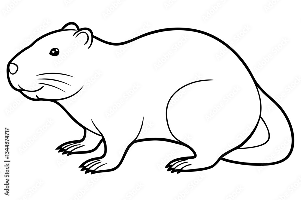 Obraz premium beaver line art silhouette vector illustration