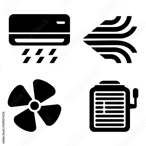 Air Conditioner & Cooling System Icon - Vector Outline Illustration