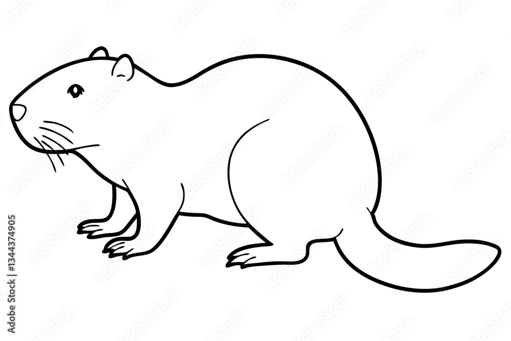 Fototapeta premium beaver line art silhouette vector illustration