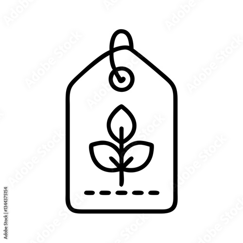 Outline vector icon of plant tag for gardening and plant labeling