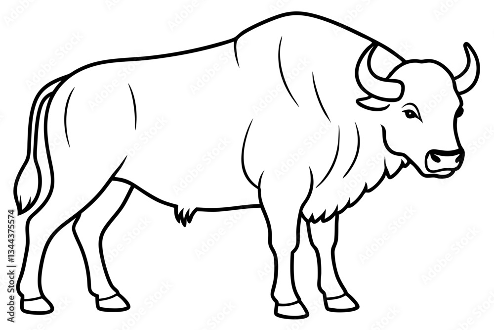 Fototapeta premium bison line art silhouette vector illustration