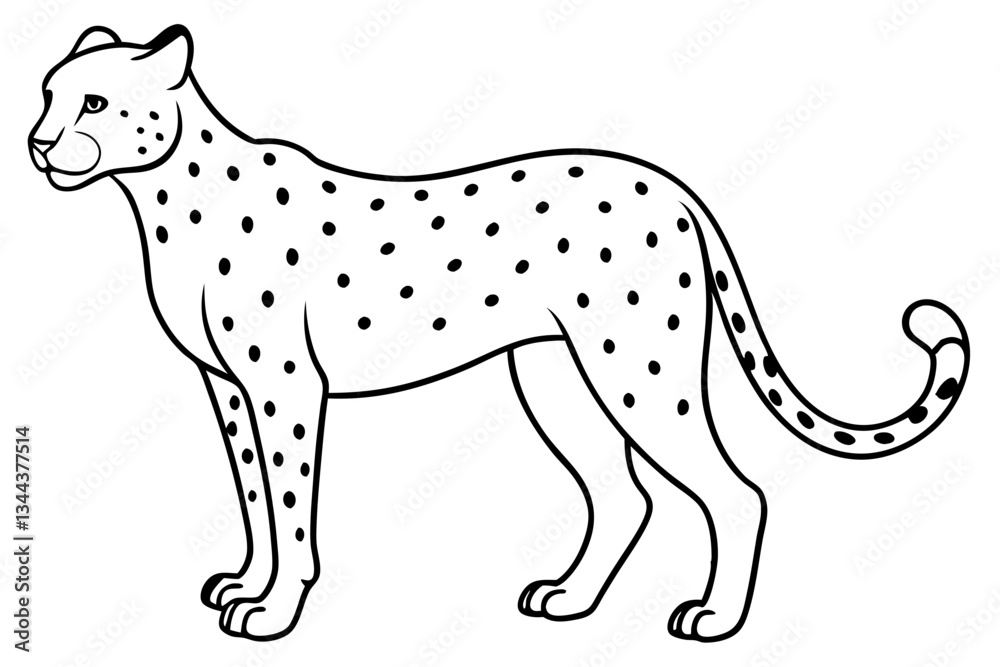 Fototapeta premium cheetah line art silhouette vector illustration