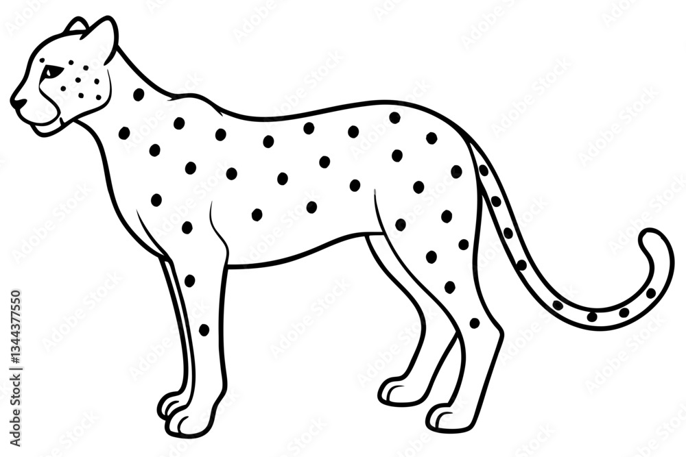 Fototapeta premium cheetah line art silhouette vector illustration